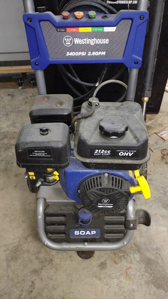 Product Review: Westinghouse WPX3400 Gas Pressure Washer Dusty and in the Garage